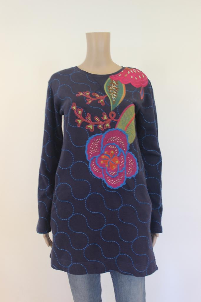 Oilily donkerblauwe bonte trui/tuniek maat XS (maat34/36), Kleding | Dames, Truien en Vesten, Oilily, Blauw, ., Ophalen of Verzenden