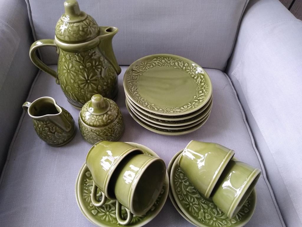 VEB Haldensleben GDR keramiek koffieservies model Flora, Ophalen of Verzenden