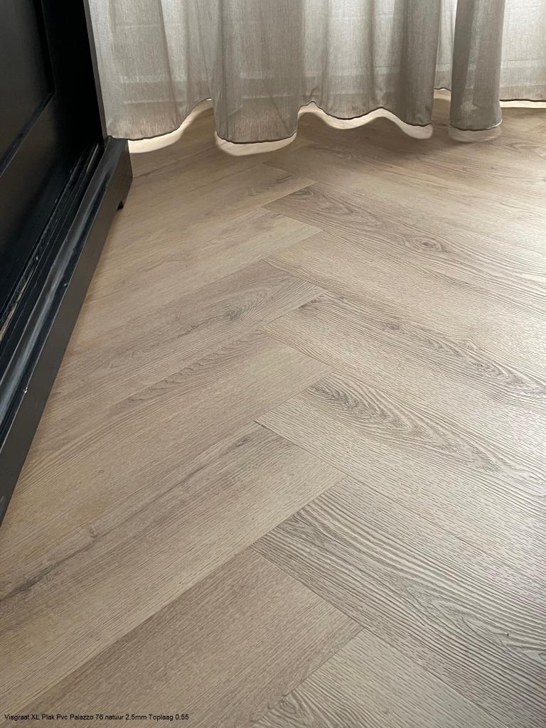Visgraat XL Plak Pvc Palazzo 76 natuur 2,5mm Toplaag 0,55, Huis en Inrichting, 75 m² of meer, Beige, Nieuw, Ophalen of Verzenden