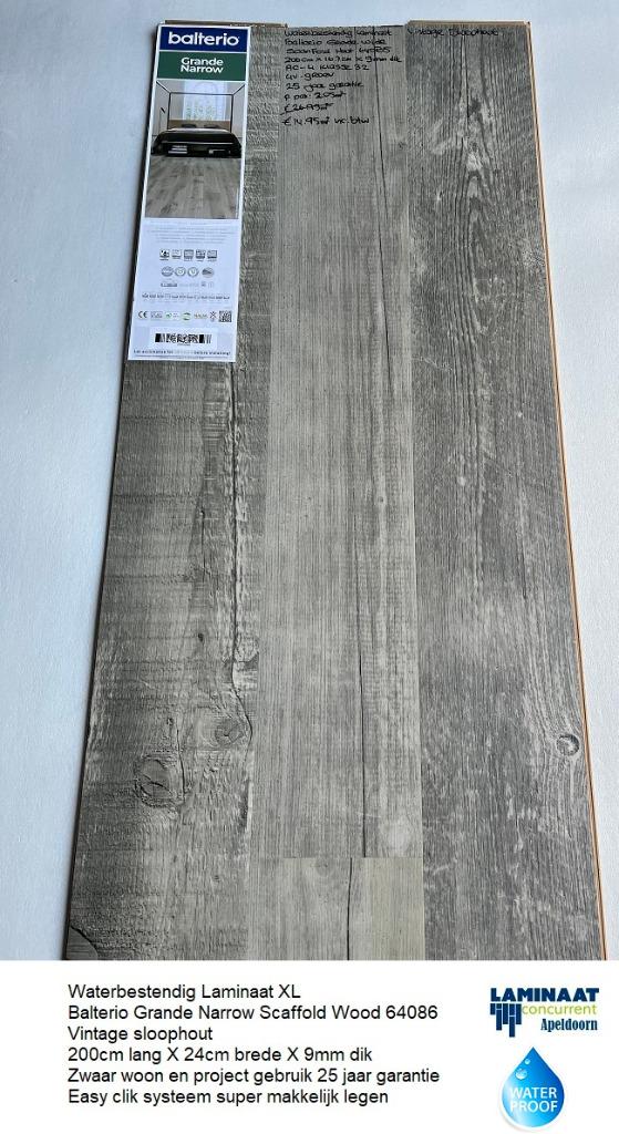 Waterbestendig Laminaat Scaffold Wood 64086 vintage 9mm, 75 m² of meer, Nieuw, Ophalen of Verzenden, Grijs