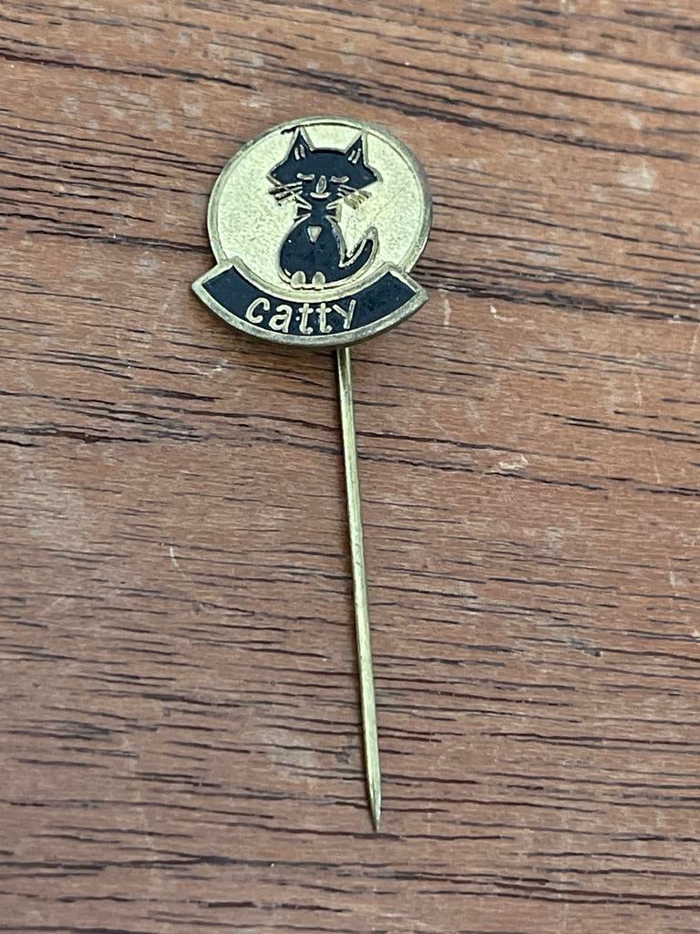 Vintage Catty Kat Pin - Speldje, Verzamelen, Speldjes, Pins en Buttons, Ophalen of Verzenden, Gebruikt, Dier of Natuur, Speldje of Pin