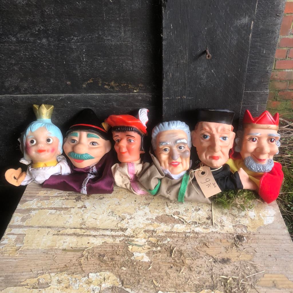 Set van 6 oude poppenkastpoppen, Antiek en Kunst, Ophalen of Verzenden