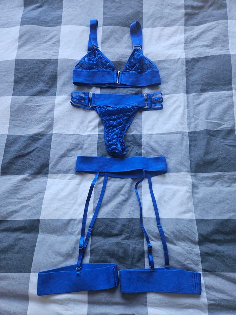 Blauw Lingerie Setje met Jarretels - Maat M, Kleding | Dames, Onbekend, Verzenden, Blauw, Setje