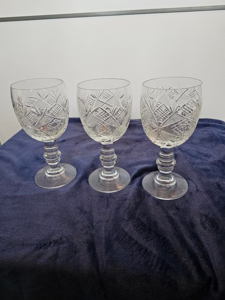 Vintage wijnglazen kristal, Huis en Inrichting, Ophalen of Verzenden, Glas, Pot, Bus of Blik