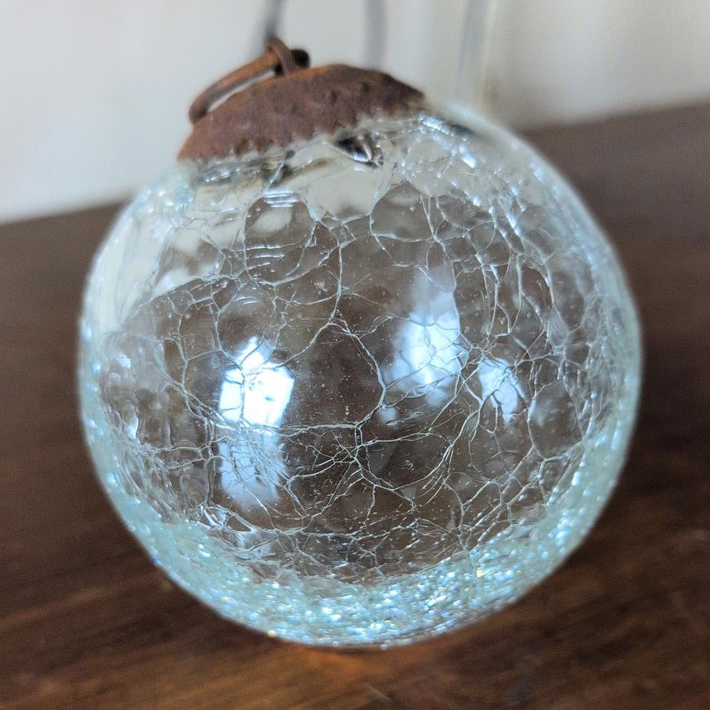 Glazen Kerstbal met Craquelé-effect – Authentieke Kugel-stij, Diversen, Kerst, Ophalen of Verzenden