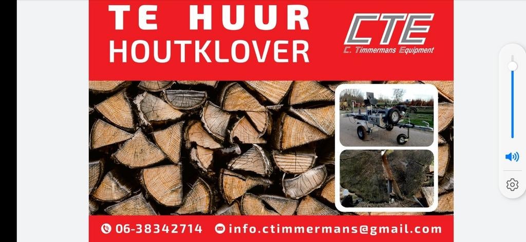 TE HUUR: mobiele houtklover kloofmachine  13 pk benzinemoter, Tuin en Terras, Kloofmachines, Info@ctimmermans.nl, Benzine, Liggend