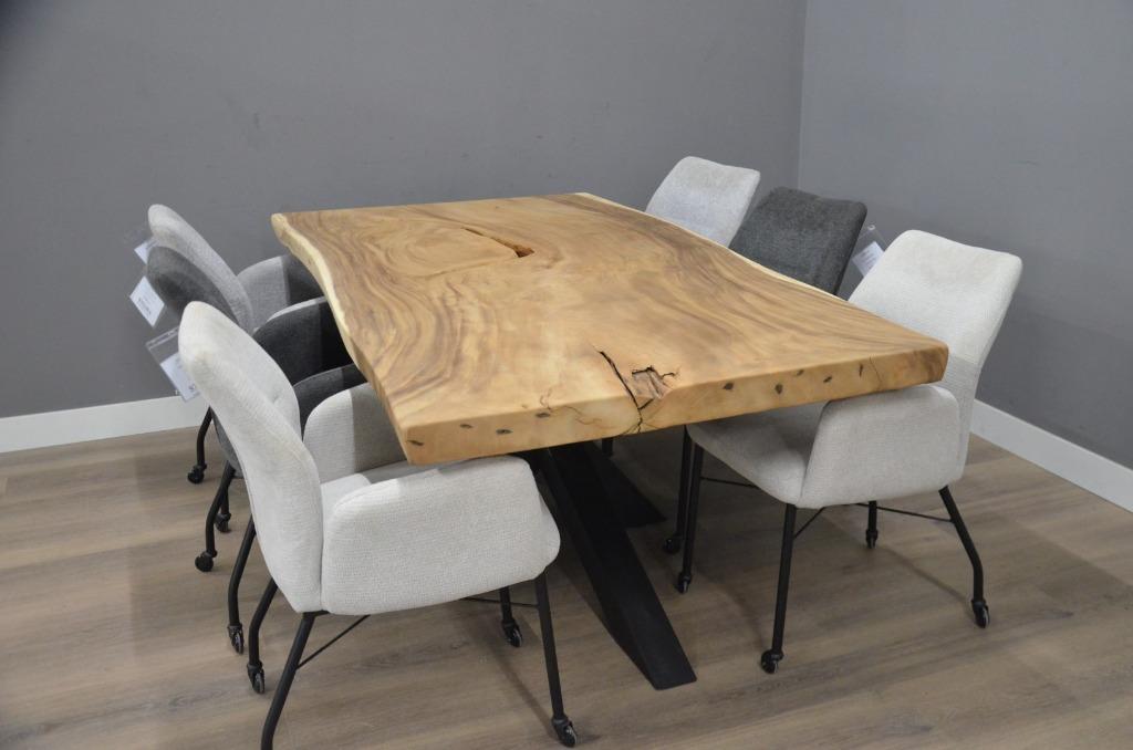 Suar boomstamtafel 200 cm – BT 977 – 2 meter boomstamtafel, Overige houtsoorten, 100 tot 150 cm, Ophalen of Verzenden, Vijf personen of meer
