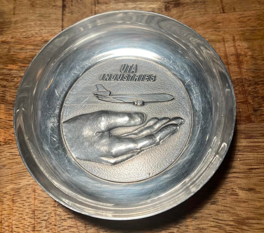 Vide poche Uta Industries verzilverd bakje vliegtuig 11 cm, Ophalen of Verzenden, Gebruikt, Overige typen