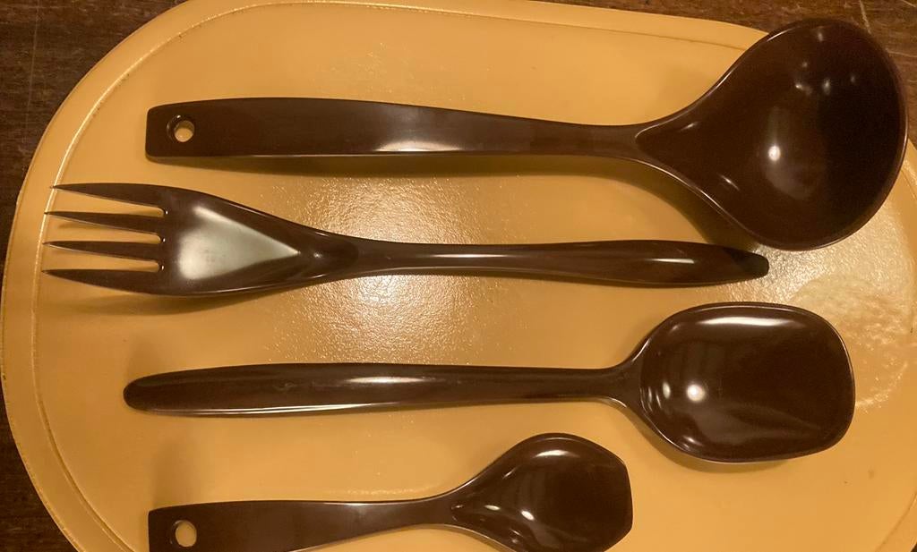 Mepal retro grote opscheplepels vintage 4 stuks, Huis en Inrichting, Keuken | Bestek, Ophalen of Verzenden, Zo goed als nieuw