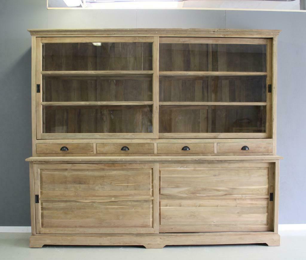 Grote teakhouten kast met schuifdeuren; Indoteak, Ophalen, Met deur(en), 200 cm of meer, Teakhout