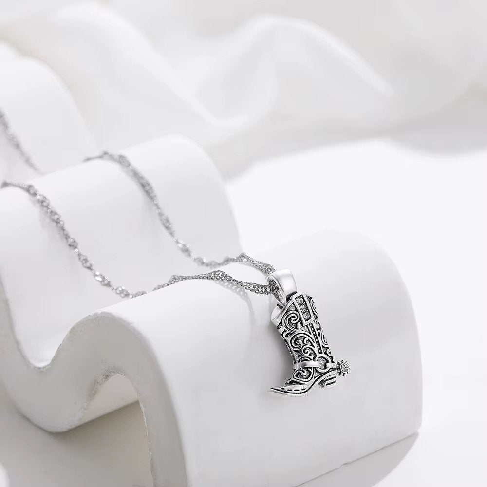 Zilverkleurige cowboy laars dames ketting, Sieraden, Tassen en Uiterlijk, Verzenden, Nieuw, Zilver, Overige materialen