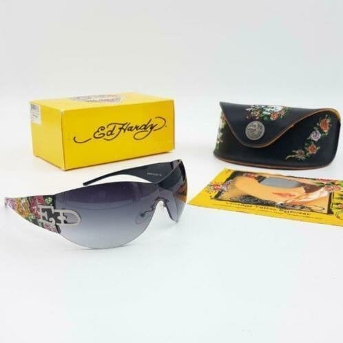 Zonnebril Ed Hardy EHS-052 Black 125 - Ed Skull and Roses, Overige merken, Zonnebril, Overige kleuren, Nieuw