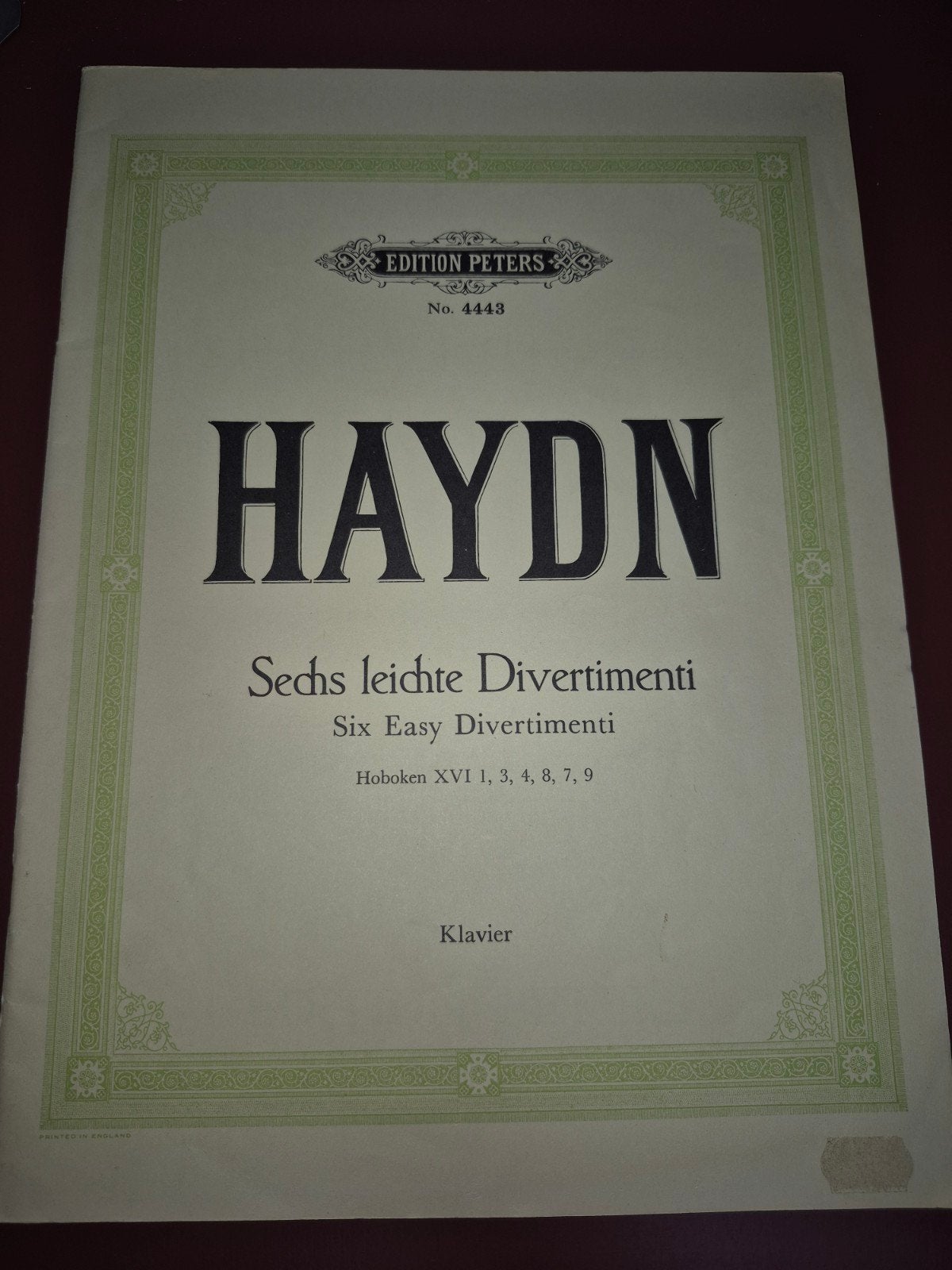 Haydn - Six Easy Divertimenti (Edition Peters No. 4443), Gebruikt, Klassiek, Ophalen of Verzenden, Artiest of Componist