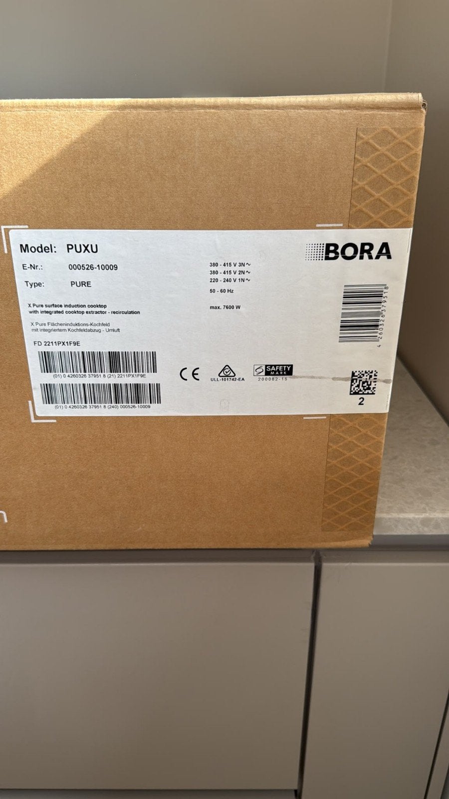Gloednieuwe BORA X Pure PUXU in doos, Ophalen, Nieuw, 4 kookzones, Inbouw