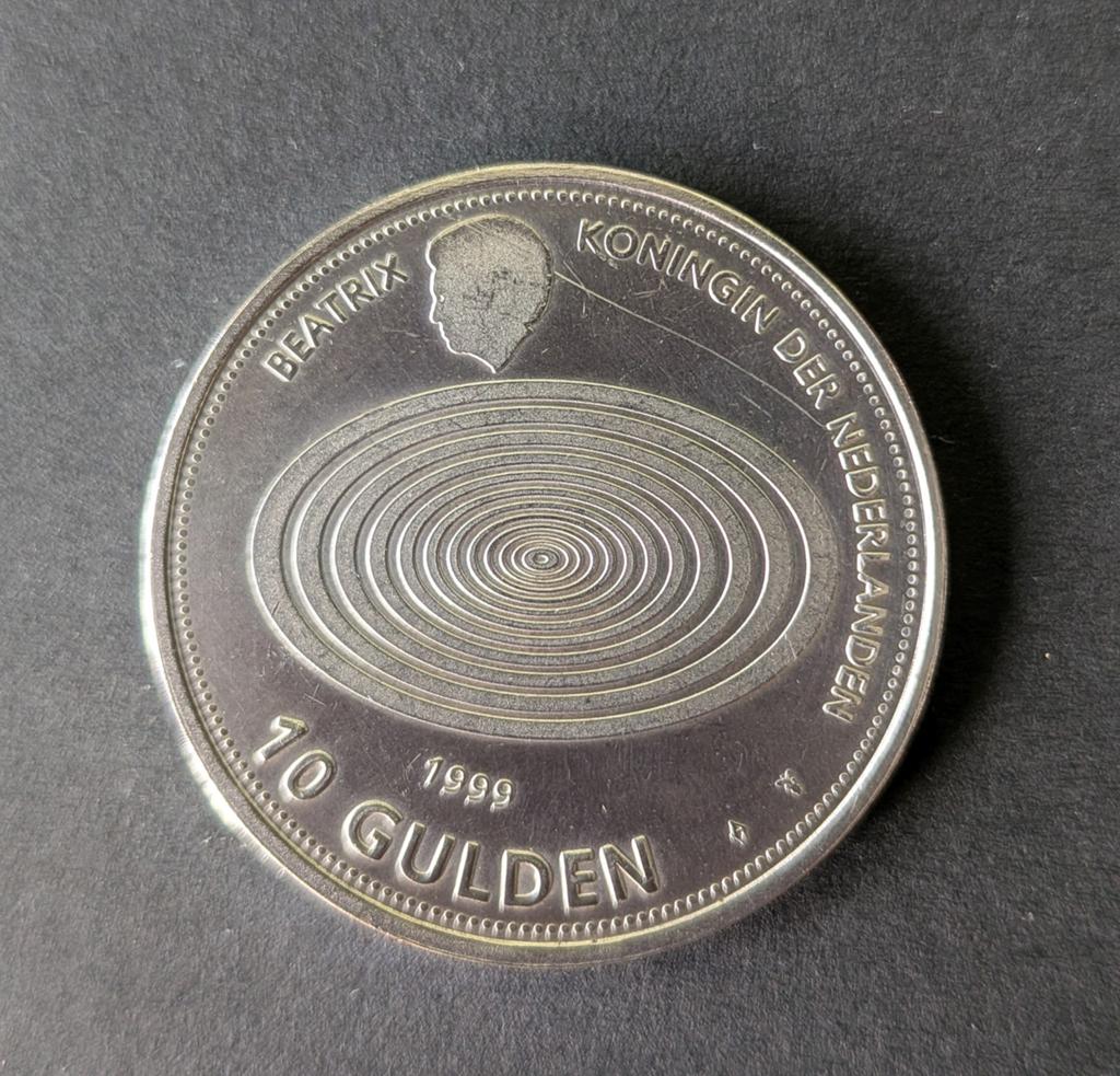 Millenium 10 Gulden Munt - Beatrix 1999/2000, Postzegels en Munten, Munten | Nederland, Ophalen, Koningin Beatrix, Zilver, Losse munt