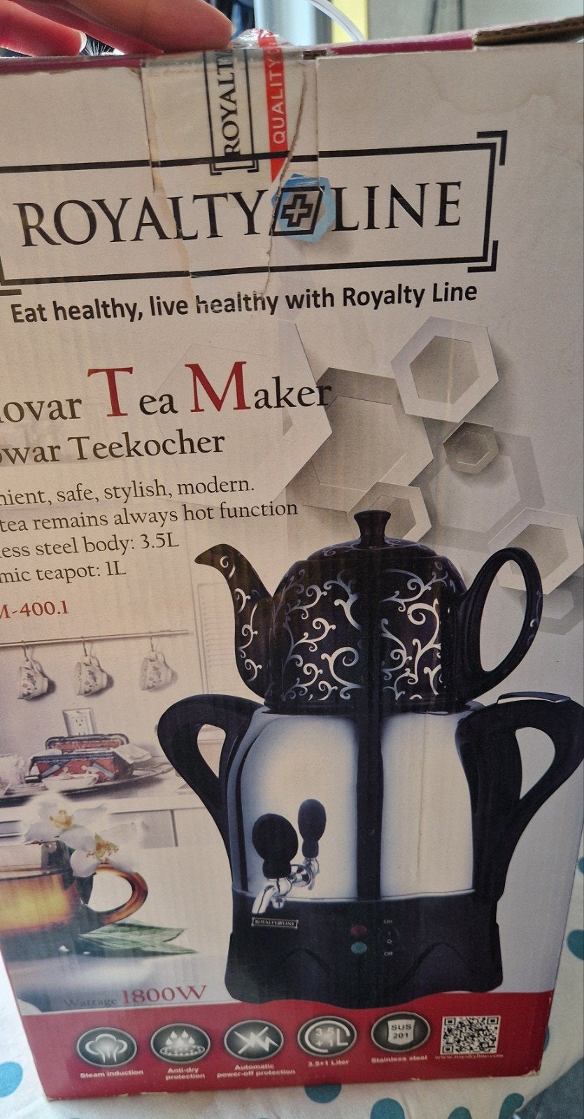 Royalty Line Samovar Theemaker - 3.5L RVS Waterkoker, 2 liter of meer, Ophalen, Gebruikt, Rvs