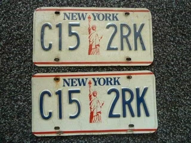 Paar License plates / kentekenplaten New York USA, Verzenden, Gebruikt, Auto's