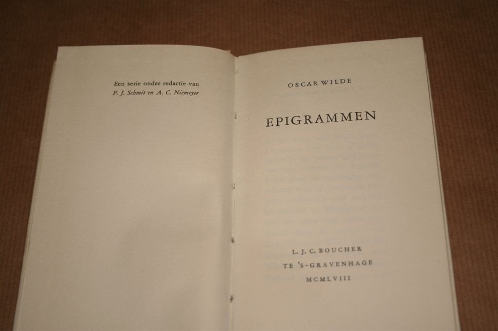 Epigrammen — Scherpzinnige uitspraken van Oscar Wilde [1958], Ophalen of Verzenden, Gelezen