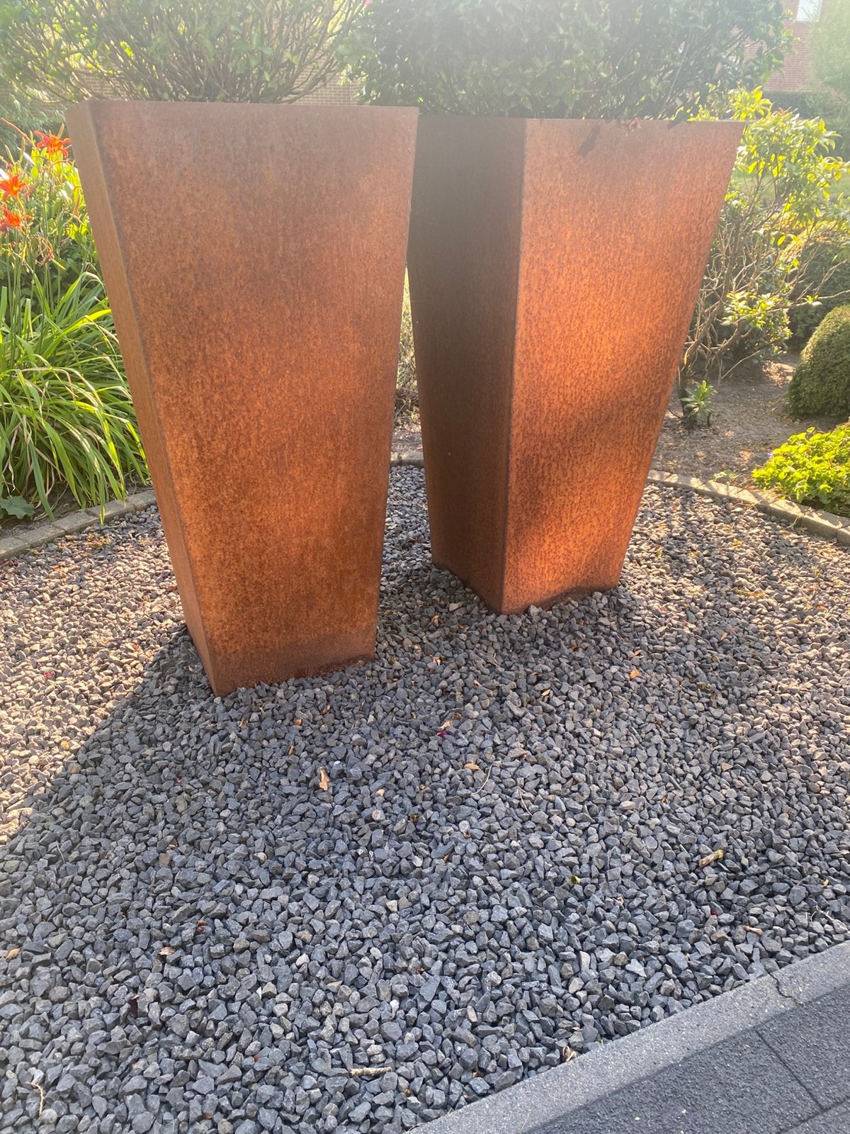 Te koop grote stalen plantenbak, Ophalen, Vierkant, Zo goed als nieuw, Balkon