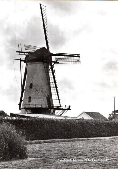 (ZH152) Ansichtkaart Dirksland molen De Eendracht 1998, Verzamelen, Ophalen of Verzenden, 1980 tot heden, Ongelopen, Zuid-Holland