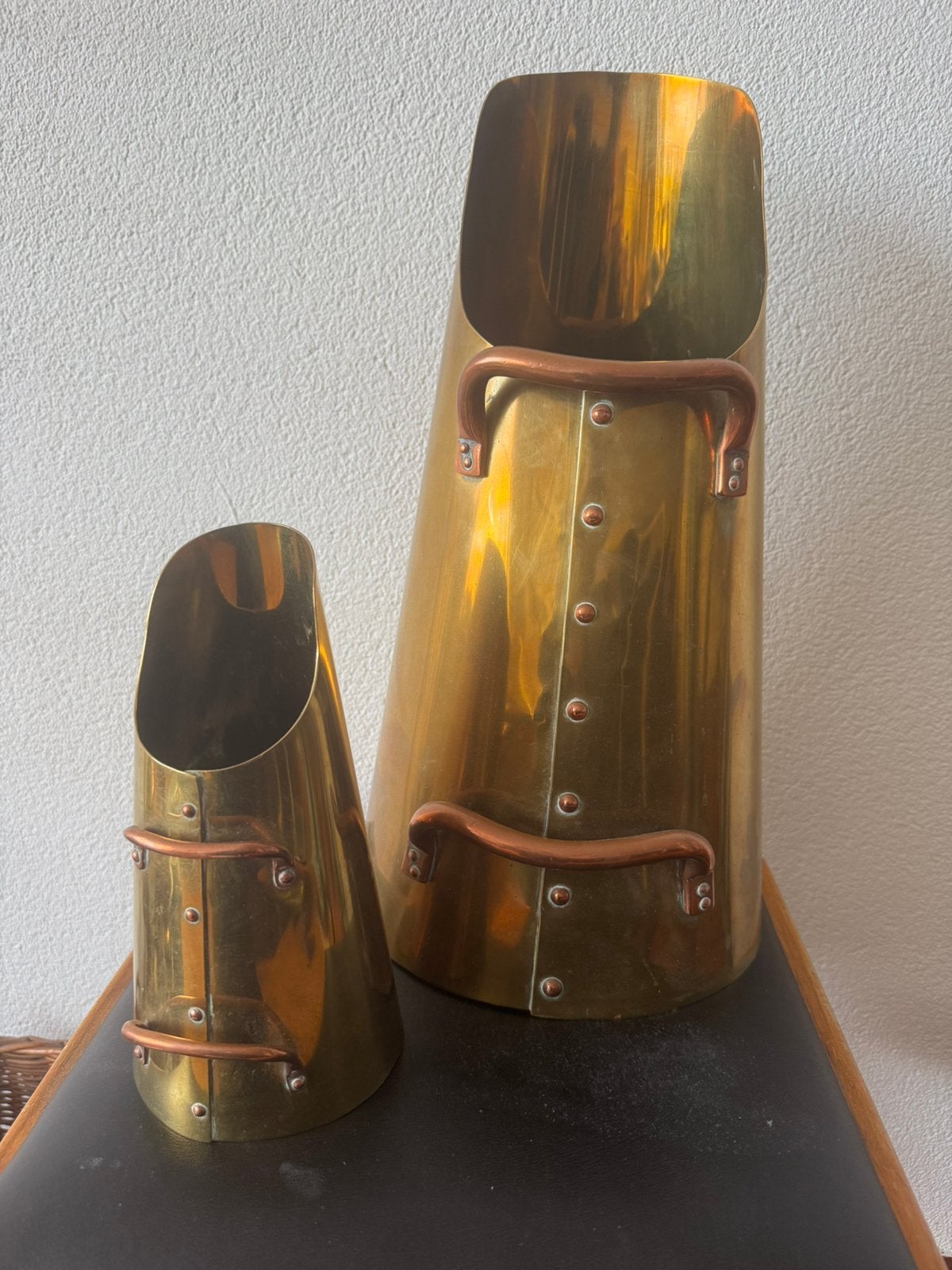 Grote en kleine Vintage Koperen Kolenkit, Antiek en Kunst, Ophalen, Koper