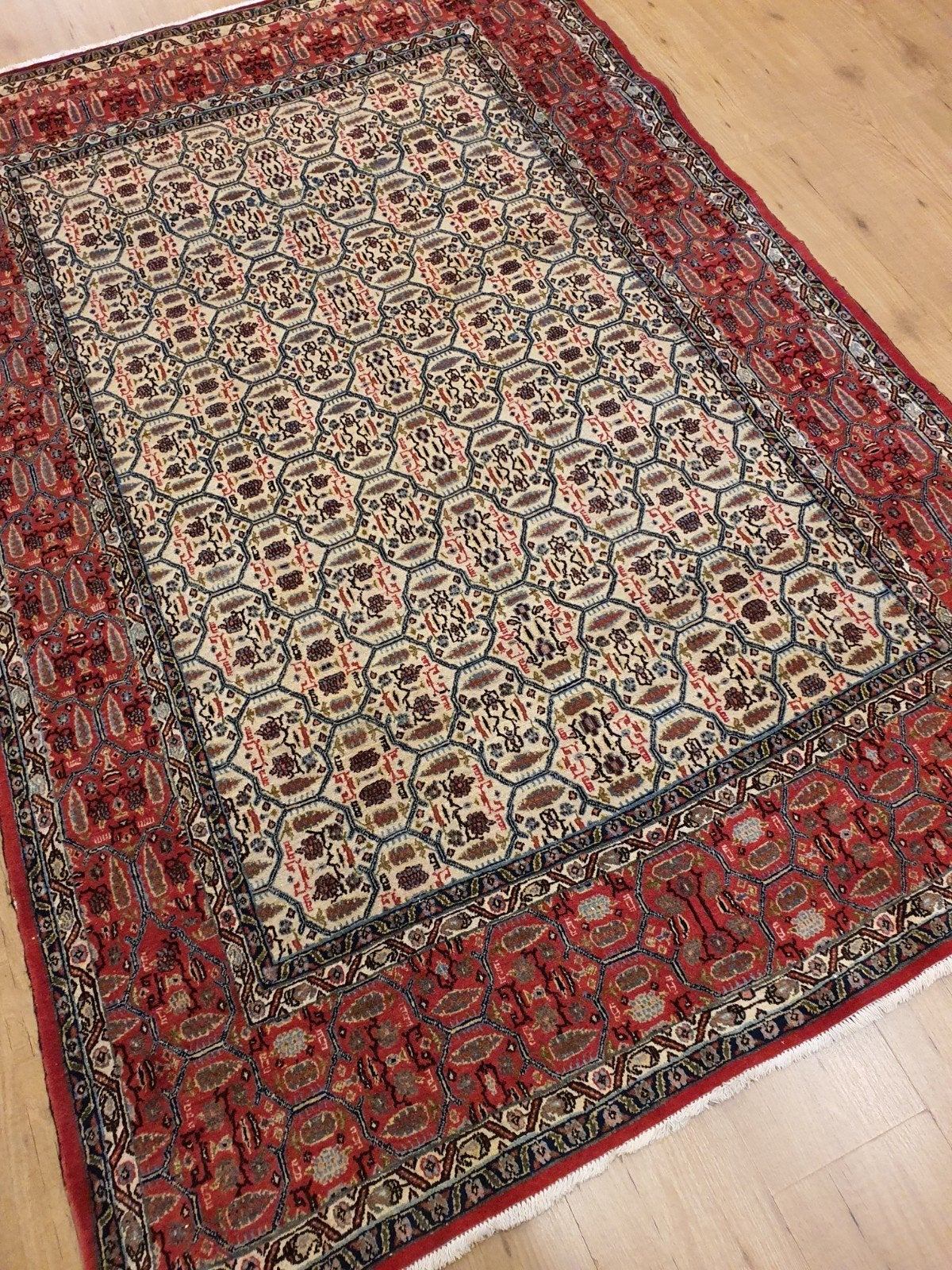 Vintage handgeknoopt perzisch tapijt bidjar 215x140, Info@SlatsAntiek.nl, Tweedehands, 100 tot 150 cm, Perzisch