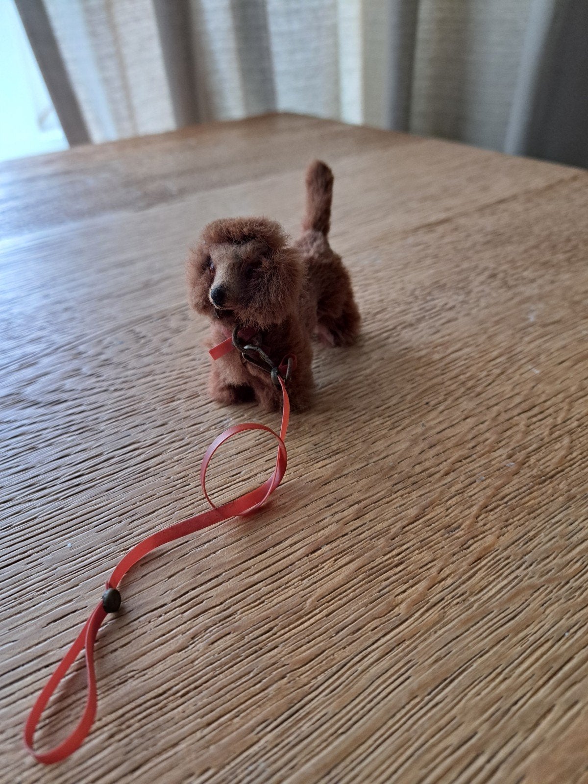 Vintage Hondje Poedel met Riem - Bruin, Kinderen en Baby's, Speelgoed | Knuffels en Pluche, Gebruikt, Klein (minder dan 20 cm)