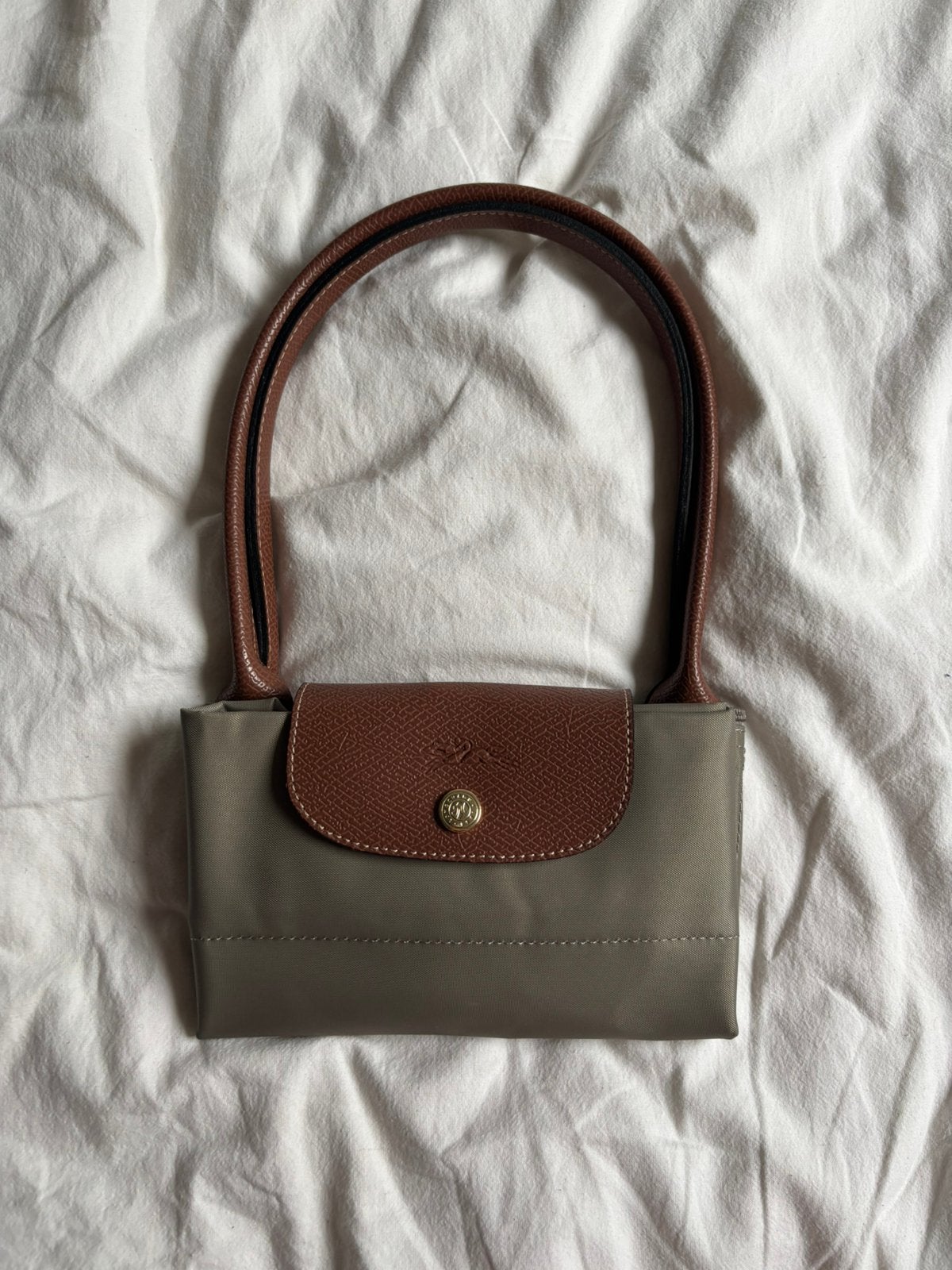 longchamp tas maat m grijs groen, Ophalen of Verzenden, Zo goed als nieuw, Grijs, Handtas