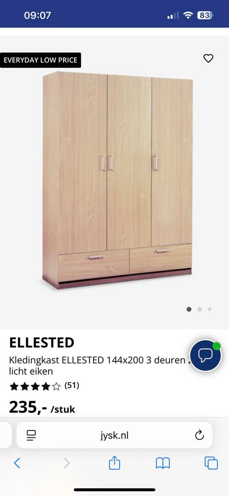 Wardrobe for Sale – €50 (Negotiable), Huis en Inrichting, Ophalen, Zo goed als nieuw, 25 tot 50 cm, 200 cm of meer