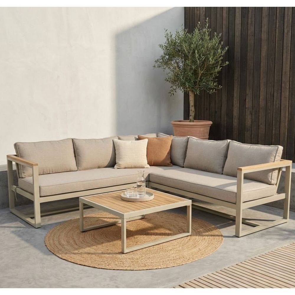 Milton hoek loungeset | aluminium + hardhout | 200x200cm, Ophalen, 5 zitplaatsen, Aston Martinlaan 36, Bank