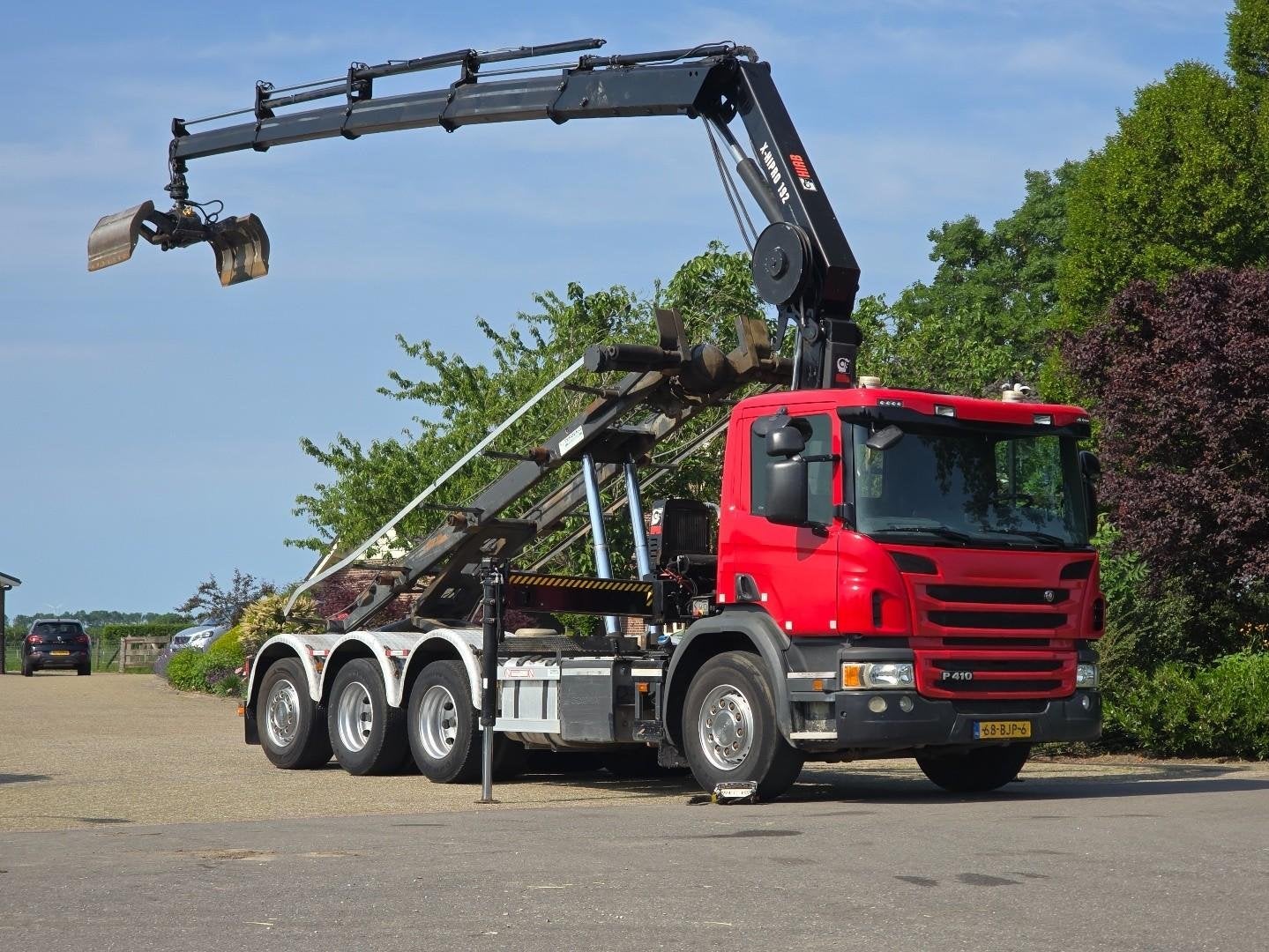 Scania P410 KRAAN/CONTAINER! ZERO EMISSIES 2030!TOP DK1230, Auto's, Euro 6, Diesel, 2 stoelen, Te koop