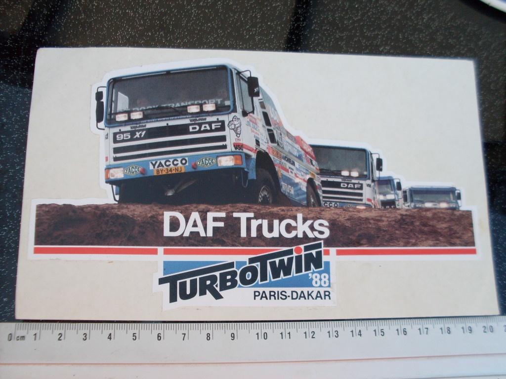 sticker DAF trucks TurboTwin 1988 paris - dakar parijs, Verzenden, Zo goed als nieuw, Auto of Motor