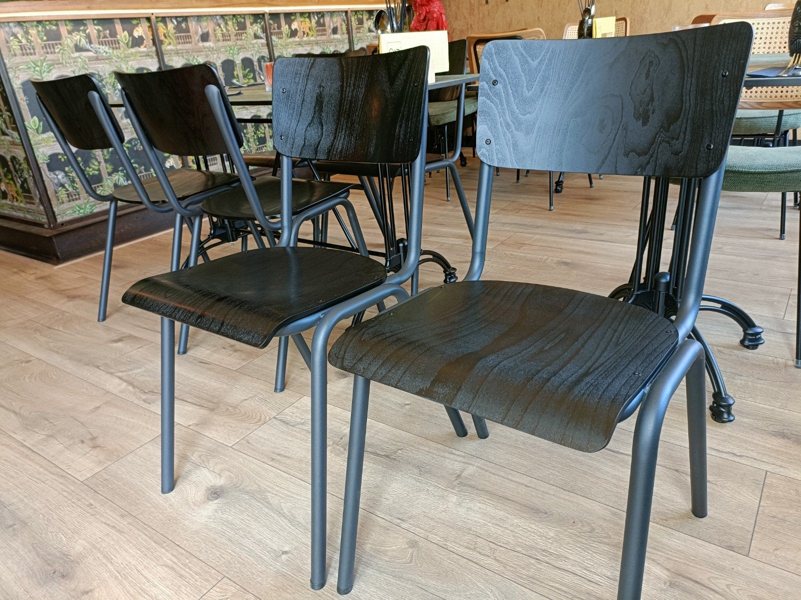 8x zwarte stoel - prijs per stuk - als nieuw, Huis en Inrichting, Stoelen, Ophalen, Zwart, Zo goed als nieuw, Vijf, Zes of meer stoelen
