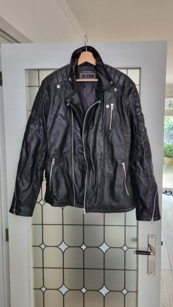 Super stoere Biker Leren jas - NIEUW!!, Kleding | Dames, Jassen | Zomer, Ophalen of Verzenden, Nieuw, Maat 42/44 (L), Zwart