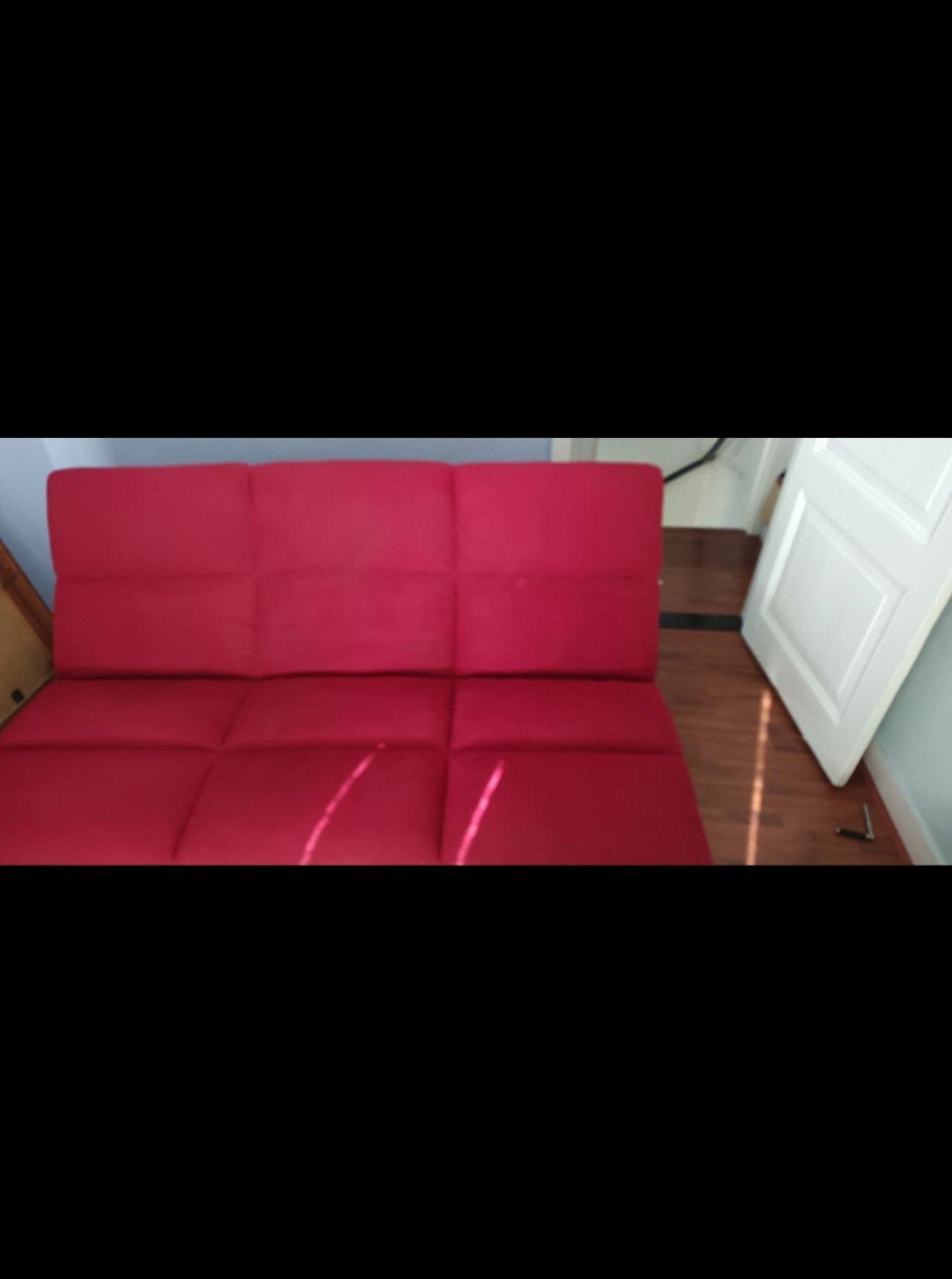 Rode slaapbank/futon - Comfortabel en compact, Ophalen, Tweepersoons