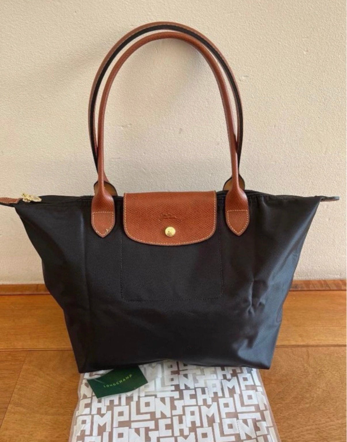 Longchamp Le Pliage schoudertas L Zwart, Ophalen of Verzenden, Nieuw, Zwart, Schoudertasje