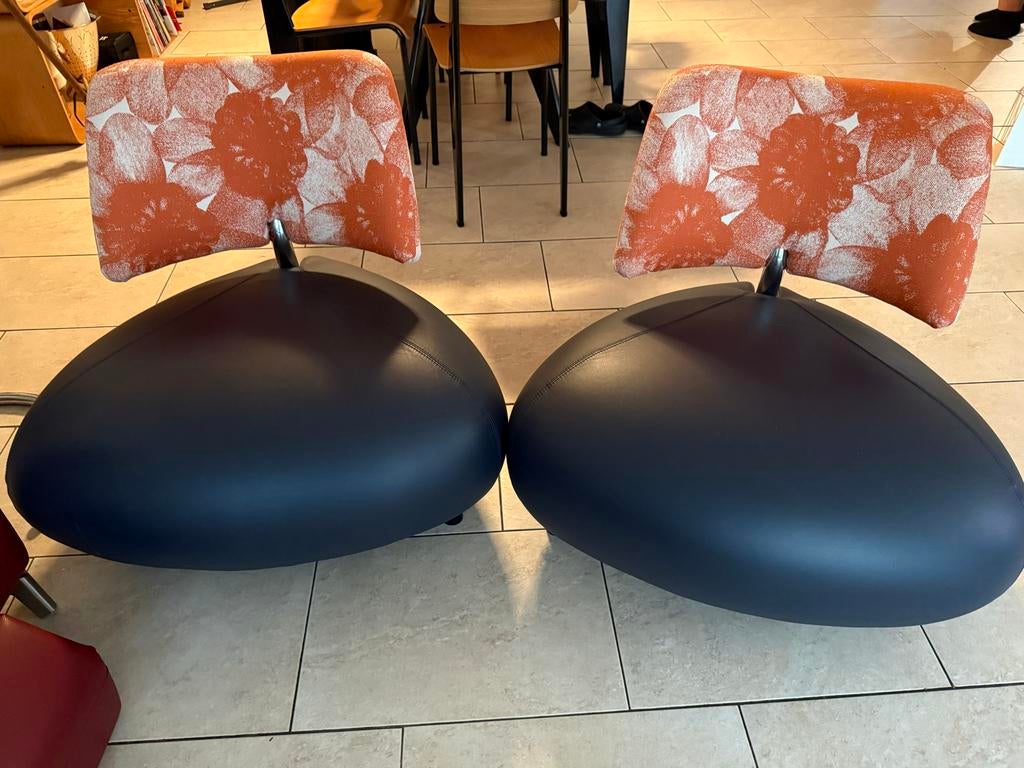 Set van 2 unieke LeoLux stoelen, Ophalen, Twee, Zwart, Leer