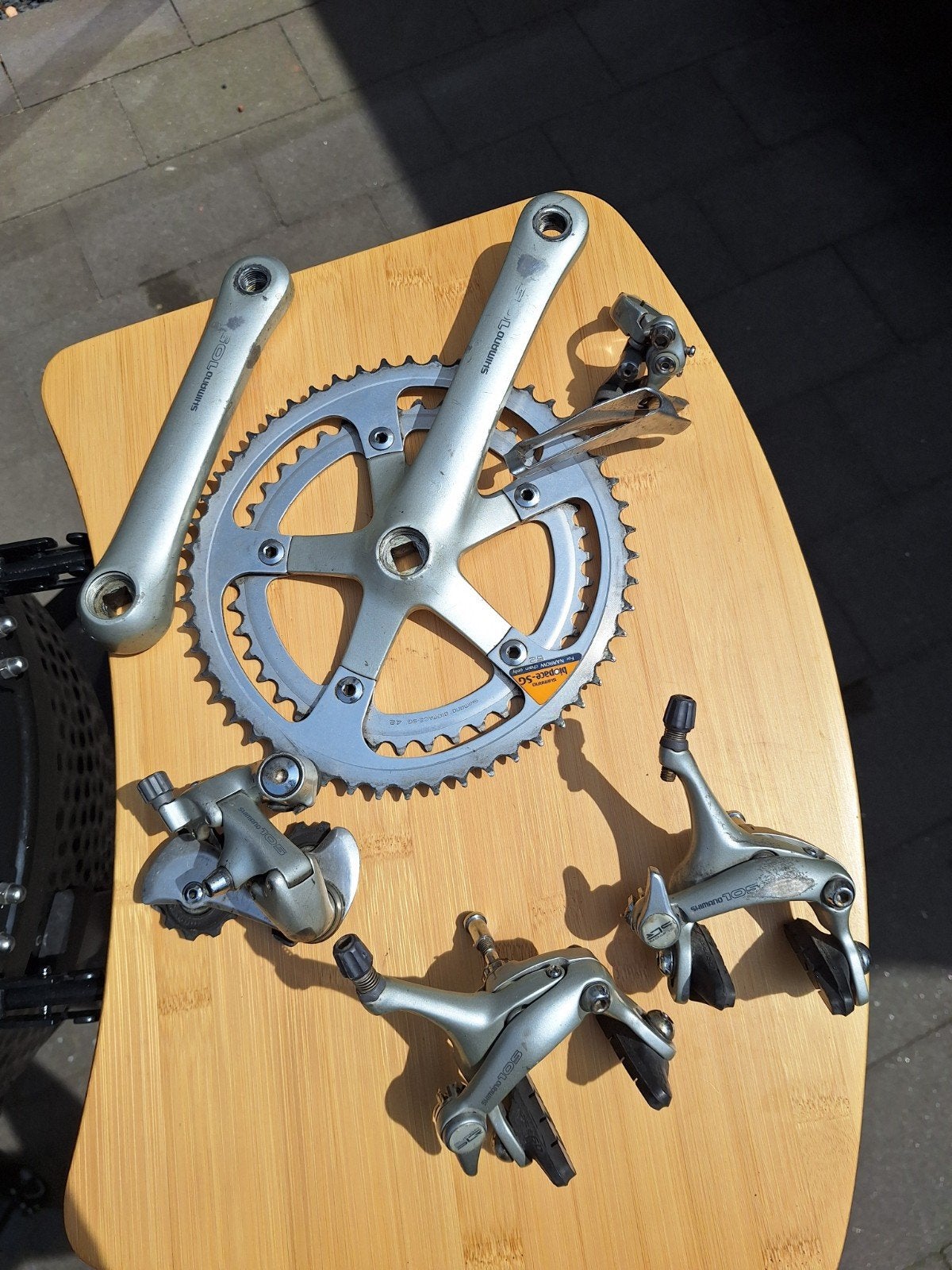 Shimano 105 onderdelen, Fietsen en Brommers, Fietsonderdelen, Crankstel of Pedalen, Gebruikt, Ophalen of Verzenden, Aluminium