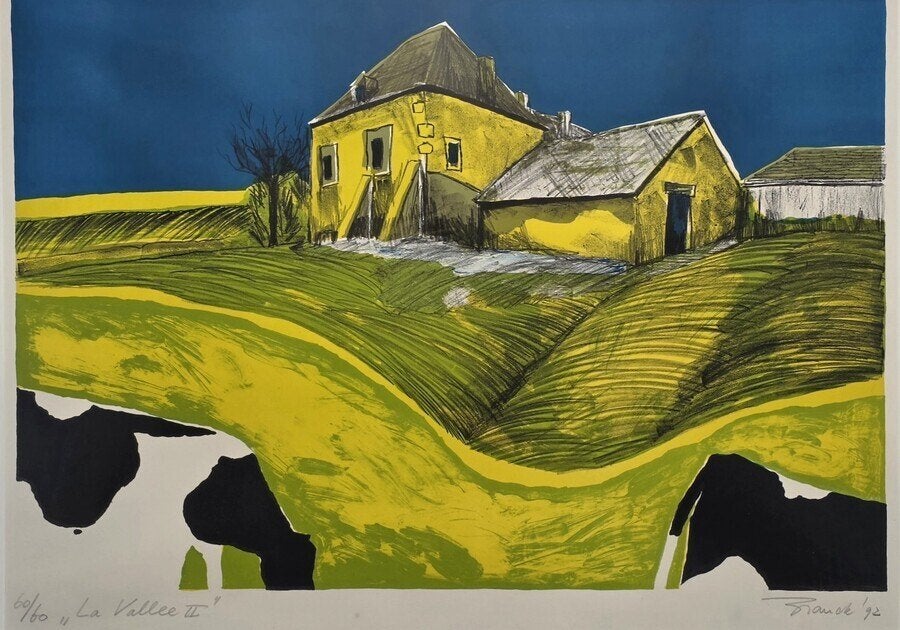 555. Zeefdruk, W. Brauckmann – "La Vallee II", 1992, Antiek en Kunst, Kunst | Litho's en Zeefdrukken, Ophalen, Zeefdruk, Gelimiteerde oplage