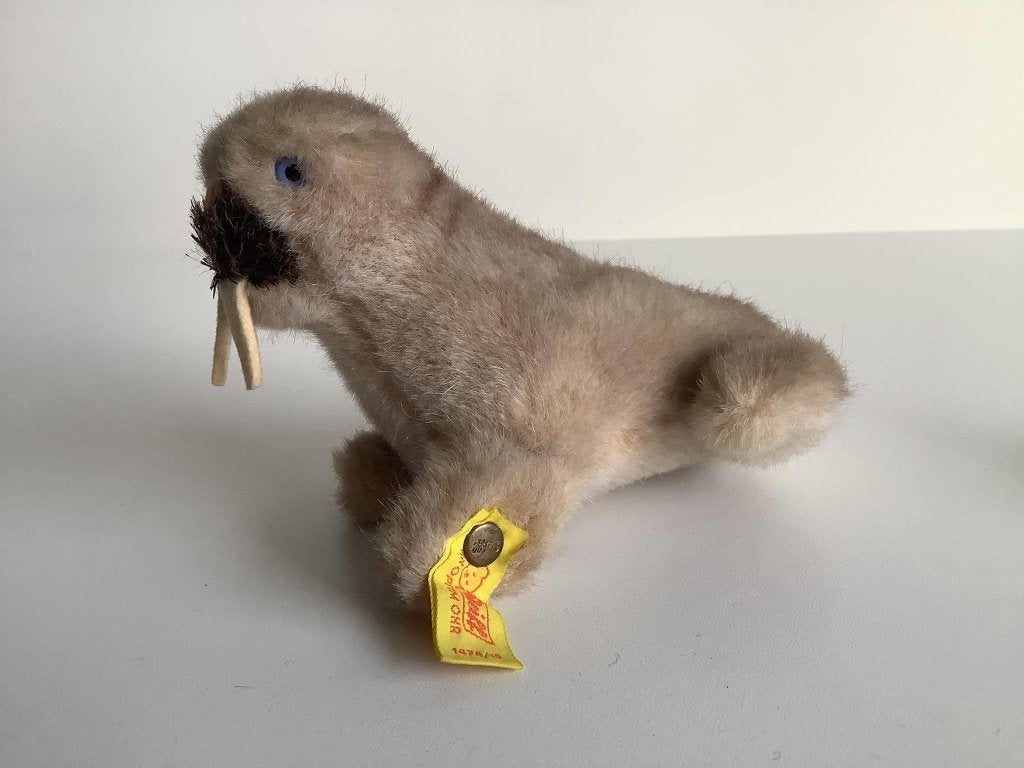 Vintage Steiff walrus “Wally”, Ophalen of Verzenden, Stoffen beer, Steiff