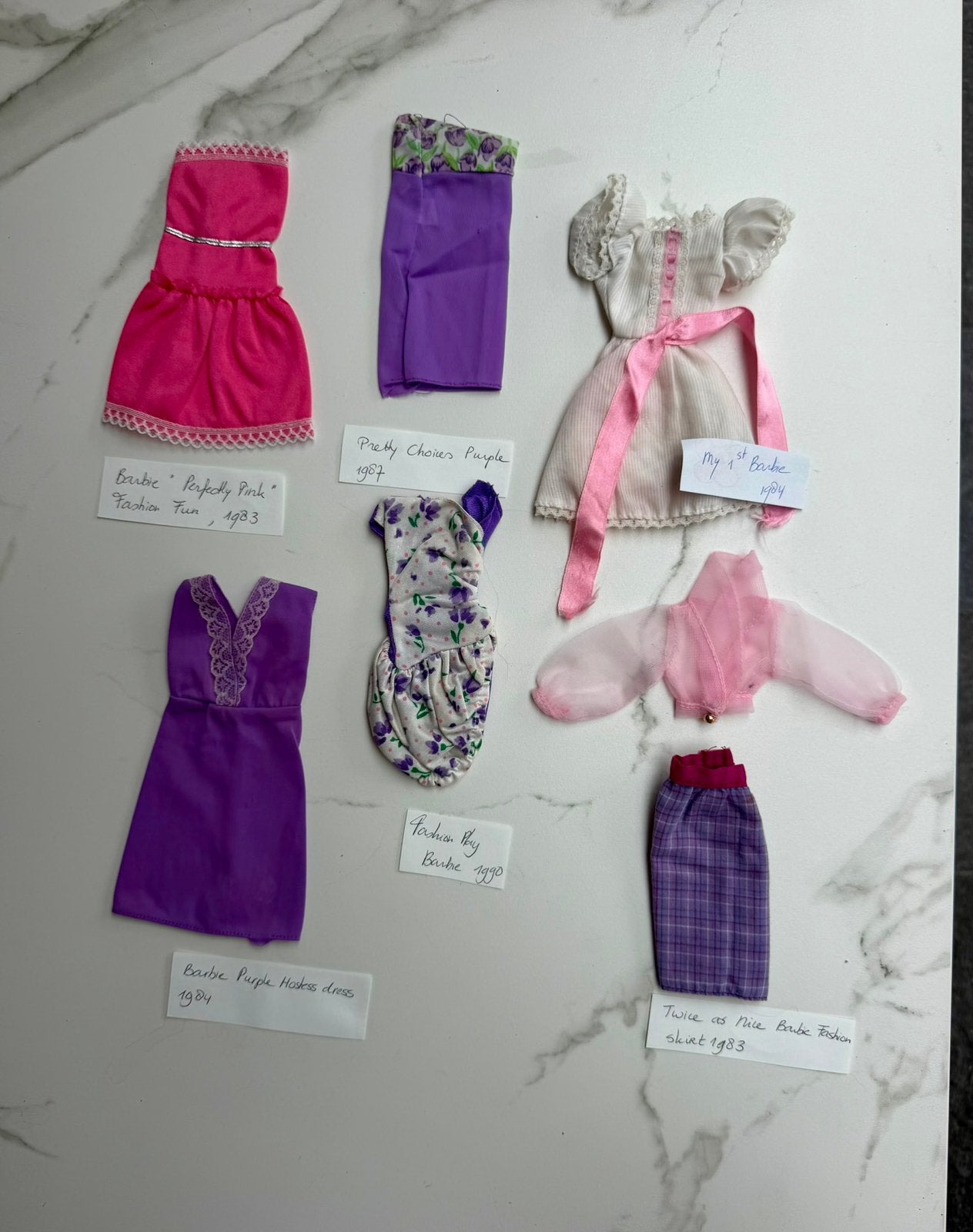 7 Barbie kledingstukken jaren 80, Ophalen of Verzenden, Zo goed als nieuw, Poppenhuis