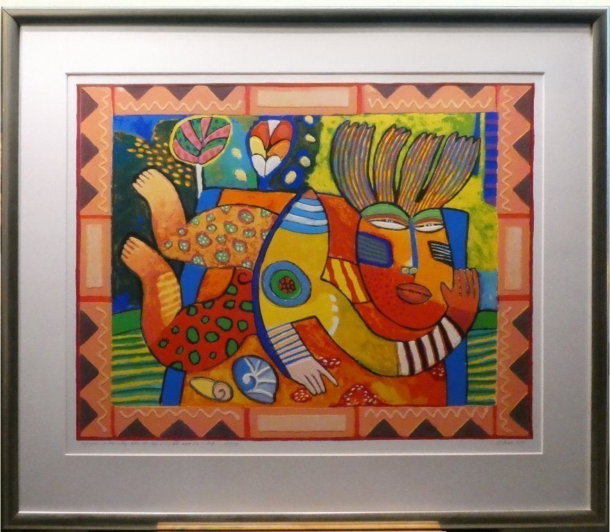 CLEMENS BRIELS "Antigua a bay a day, after 360 days I'll ..", Antiek en Kunst, Gelimiteerde oplage, Zeefdruk, Abstract, Ophalen