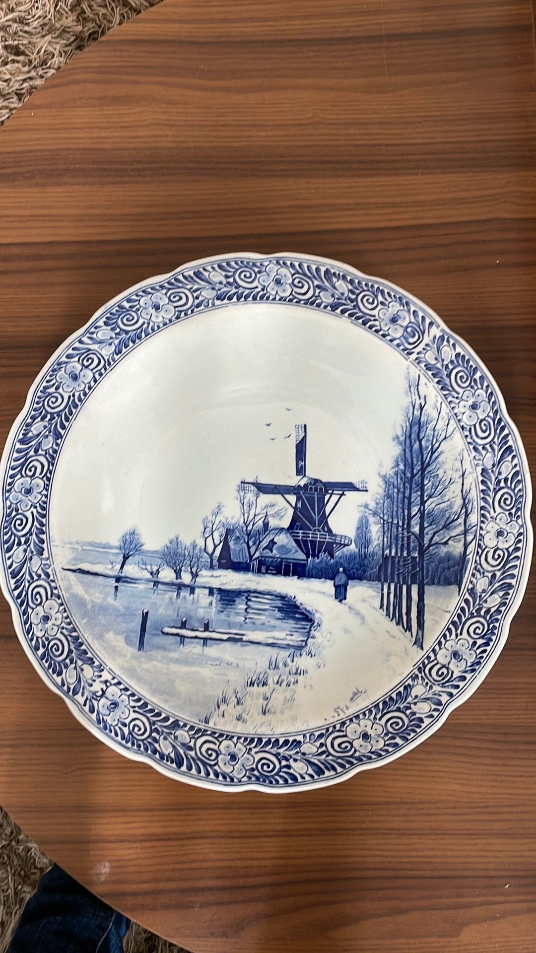 Bord delfst blauw 40 cm doorsnee, Antiek en Kunst, Ophalen of Verzenden