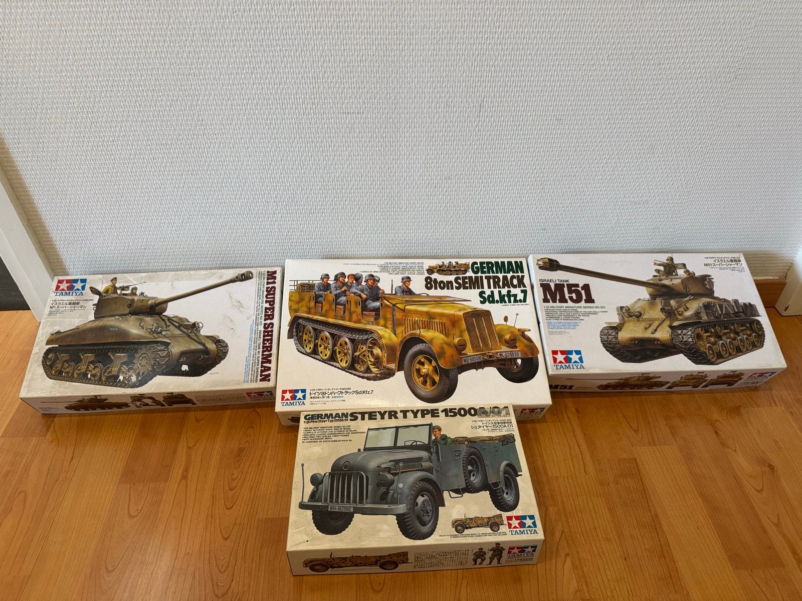 Tamiya set: German 8ton,M1 Super Sherman,M51,Steyr, Sd.Kfz.7, Tank, 1:32 tot 1:50, Nieuw, Ophalen of Verzenden