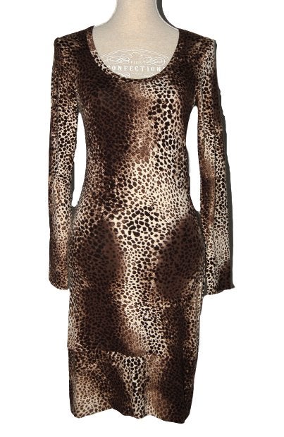 Noor Amsterdam sexy leopard jurk, bruin/beige, Mt. S, Maat 38/40 (M), Overige kleuren, Verzenden, Noor Amsterdam