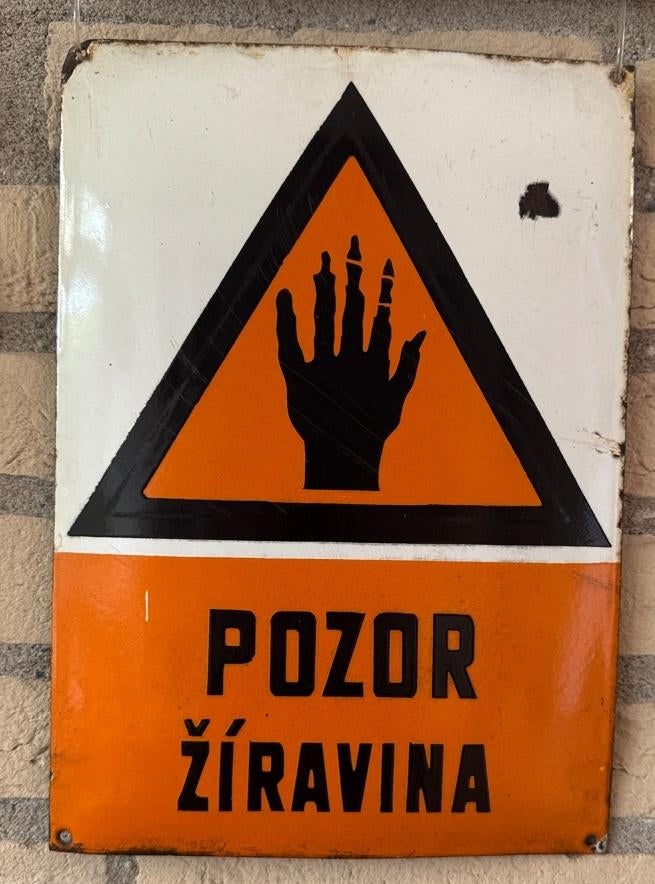 Emaille bord "Pozorziravina", Verzamelen, Merken en Reclamevoorwerpen, Ophalen of Verzenden, Gebruikt, Reclamebord