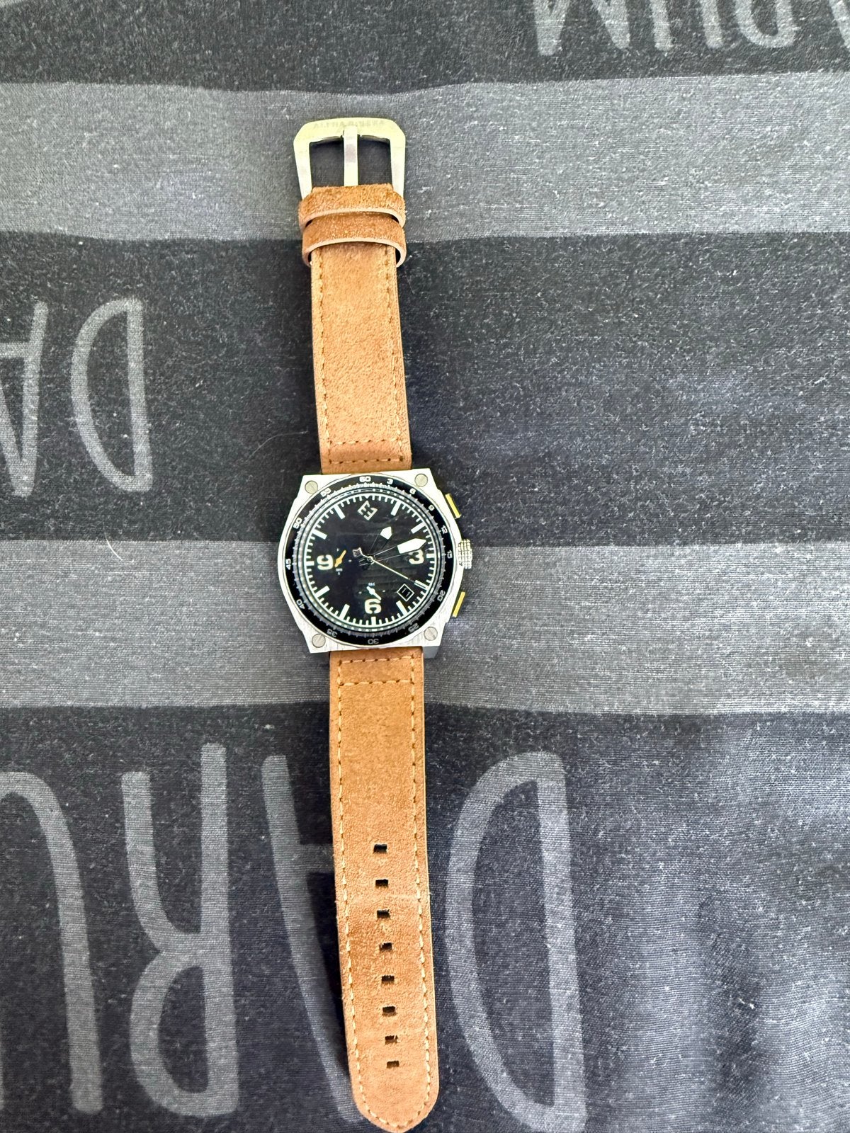 Alpha Sierra horloge met leren bandje, Ophalen of Verzenden, Staal, Polshorloge, Overige merken