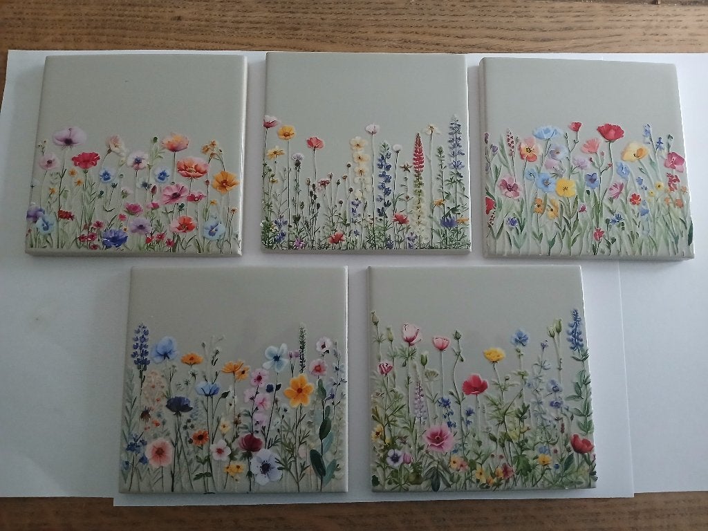 serie van 5 tegeltjes, Meerkleurig, Overige stijlen, Nieuw, Ophalen of Verzenden