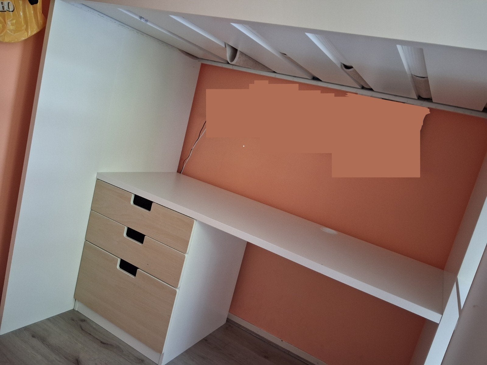 Hoogslaper met bureau, lades en kast, Ophalen, Gebruikt, Eenpersoons, 200 cm