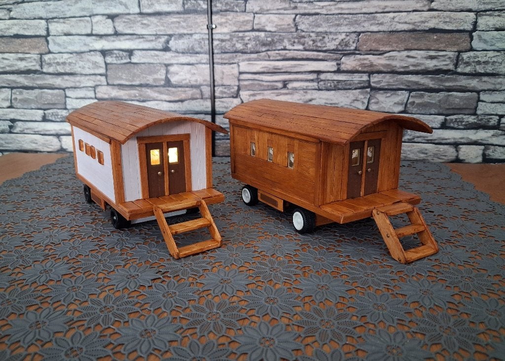 Woonwagen Miniatuur Met Verlichting., Verzenden, Nieuw, Decoratie